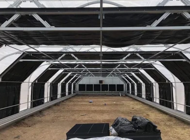 Light deprivation greenhouse for mushrooms, cannabis